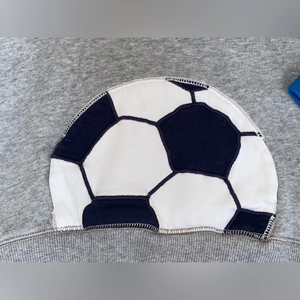 ⚽️ Gymboree Soccer Fall Ball Hoodie Sweatshirt Royal Blue Gray Boy’s 4T 5T 4/5